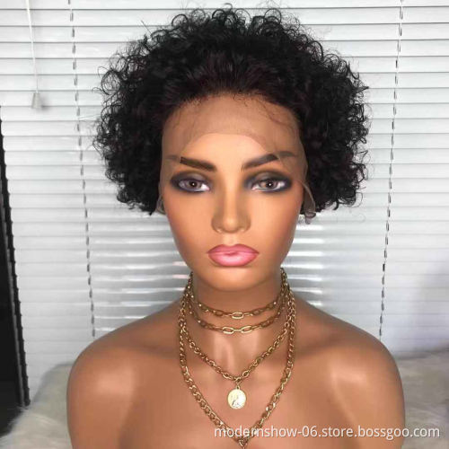 Full Cuticles Aligned Short Pixie Cut 100% Virgin Hair Lace Wig Bob Hair Wig Front Lace Wig  for black women